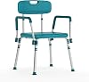 Flash Furniture HERCULES Series 300 Lb. Capacity Adjustable Teal Bath & Shower Chair with Quick Release Back & Arms