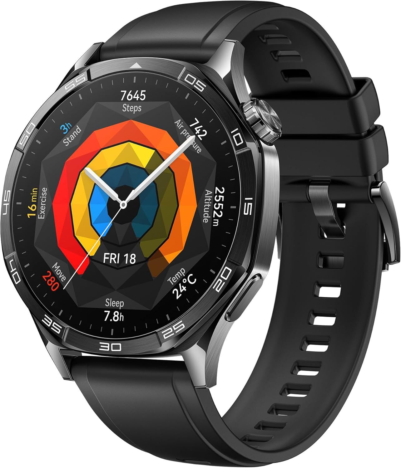 Watch GT 5 46mm Smartwatch, up to 14 Days Battery Life, All New Running and Cycling Sports Smart Watch, Sharp Edged Design, Health Tracking, Compatible with iOS and Android, Black.