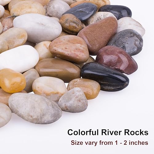 Miniatura 2 de Rocas de río naturales piedras decorativas para exteriores de 6 libras para pecera, jarrones, suculentas, manualidades, decoración del hogar y