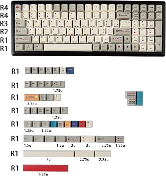 YMDK Retro Personality Keycap C64 R3 Side Print 147 Keys Full Set PBT Dye Sublimation Cherry Profile for Mechanical Keyboard