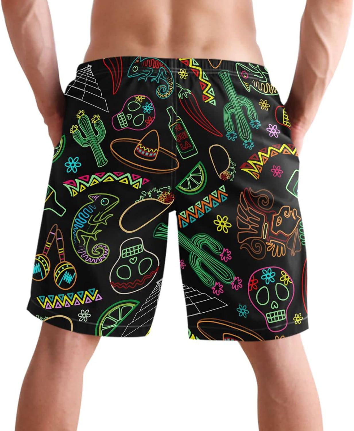 visesunny Men's Novelty Beach Shorts Quick Dry Swimwear Sports Running Swim Board Shorts Bathing Suits