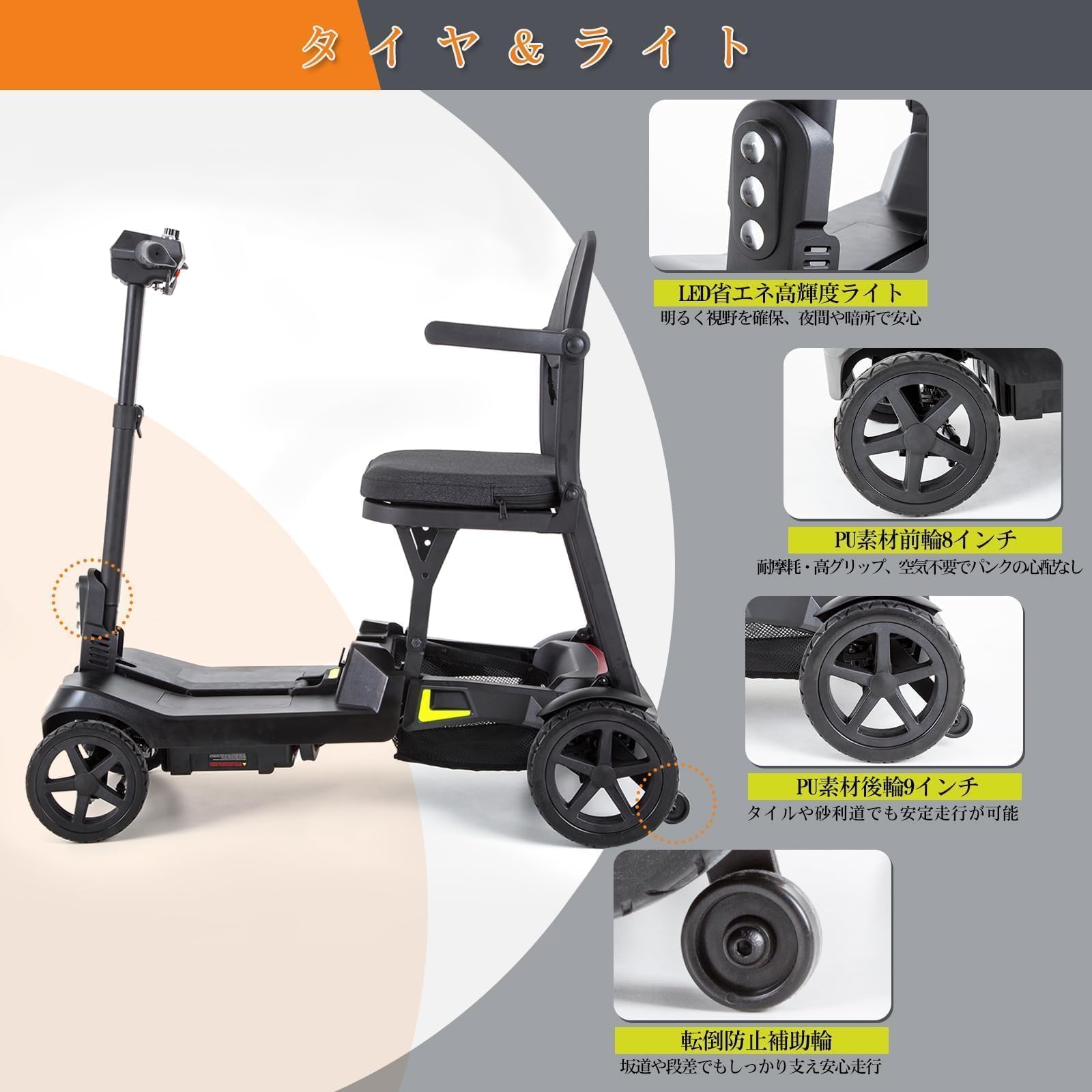 Amazon | Care-parents 電動シニアカー 電動車椅子 超軽量 16.8kg