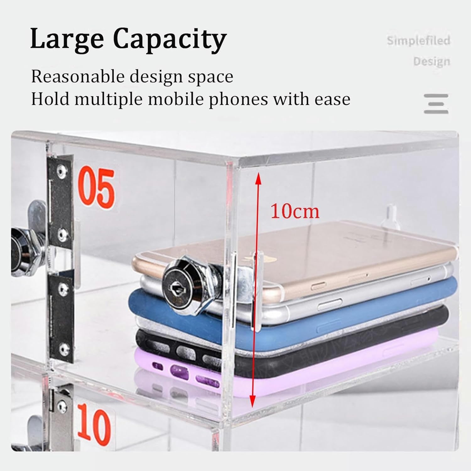 2/3/4/6/8 Slots Cell Phone Locker, Acrylic Cell Phone Lock Box, Pocket Chart Storage Cabinet, Small Wall Locker for Office Desktop Classroom Entrance,4-1