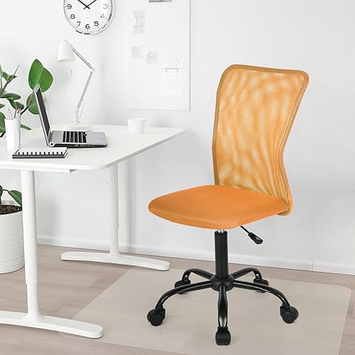 Miniatura 10 de Silla de oficina en casa sin brazos silla de escritorio pequeña silla de malla de respaldo medio silla de computadora básica de altura ajustable