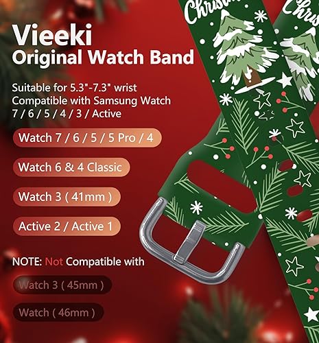 Vista 154 de Correas de reloj navideñas compatibles con Samsung Galaxy Watch de 1.575 pulgadas, 1.732 pulgadas, 0.787 pulgadas, correa de silicona de repuesto