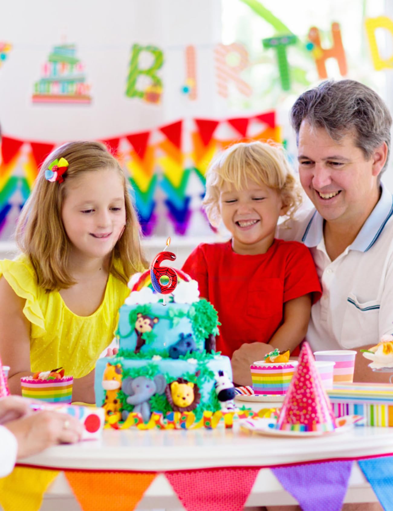 Gezan Bougies d'anniversaire sur le thème de l'araignée - Bougies en forme de chiffre pour gâteau de l'Avent - Bougies en toile pour garçon et fille - Fournitures de décoration de fête d'anniversaire