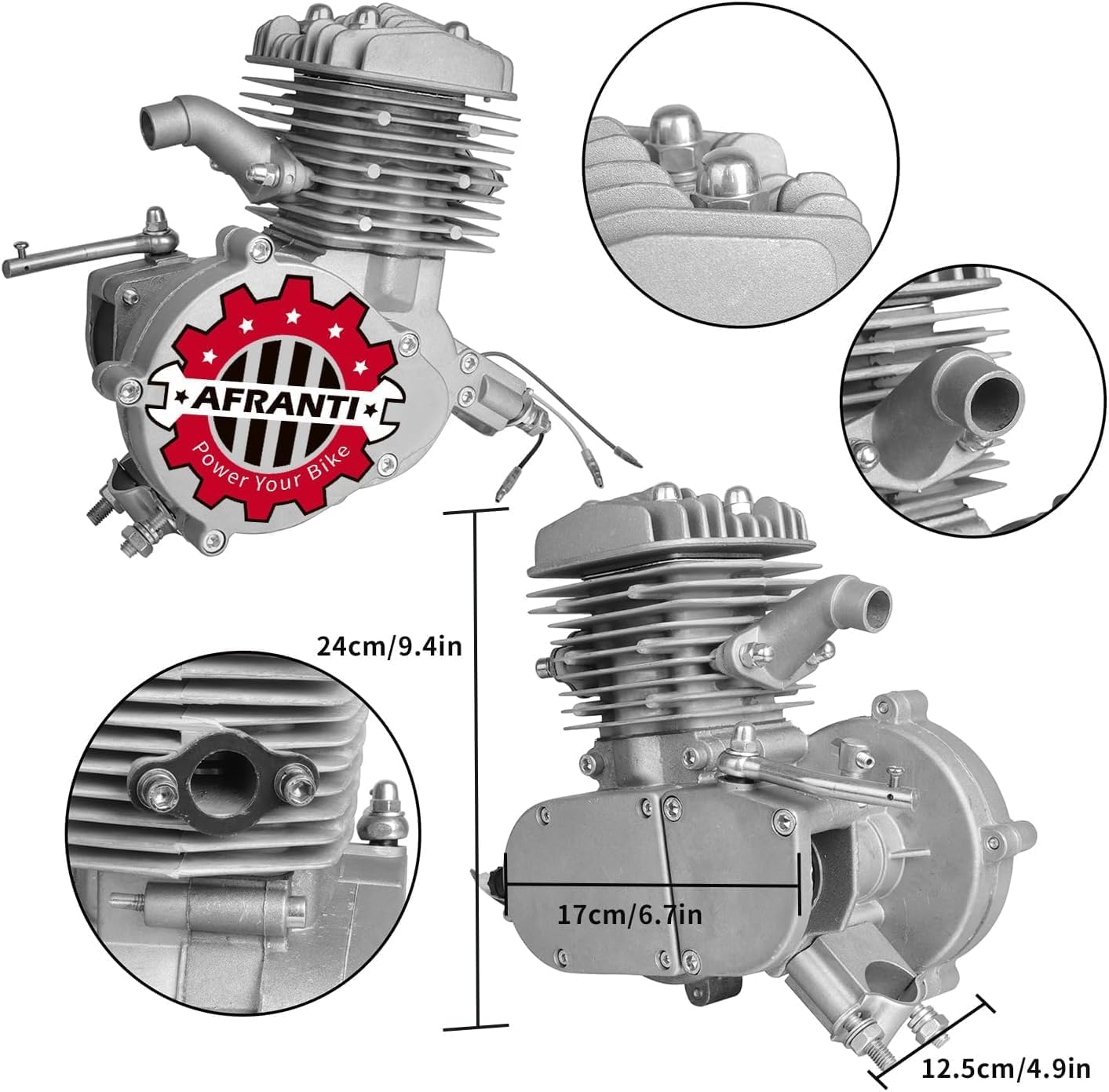 Bicycle Motor Kit 80cc, Motorized Bicycle Engine Kit 2 Stroke Petrol Gas Motor Engine Kit Fits Most 26" or 28" Bikes with V-Frame