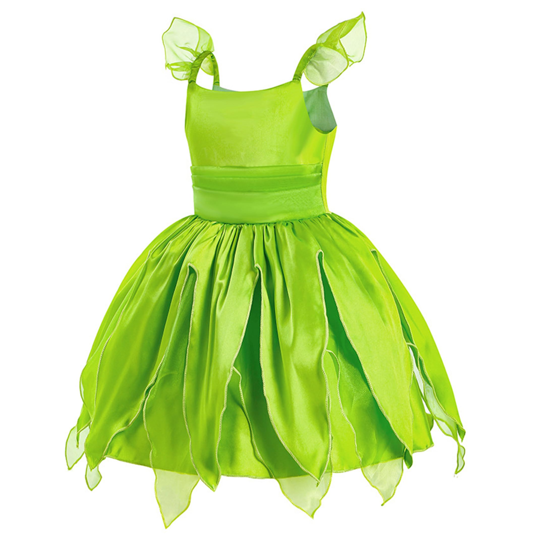 New front Costume per Ragazze Tinkerbelll Cosplay della Principessa Trilly Classico Bambina Finta Seta Estive Feste a Tema Carneval Halloween Festa di Compleanno Verde