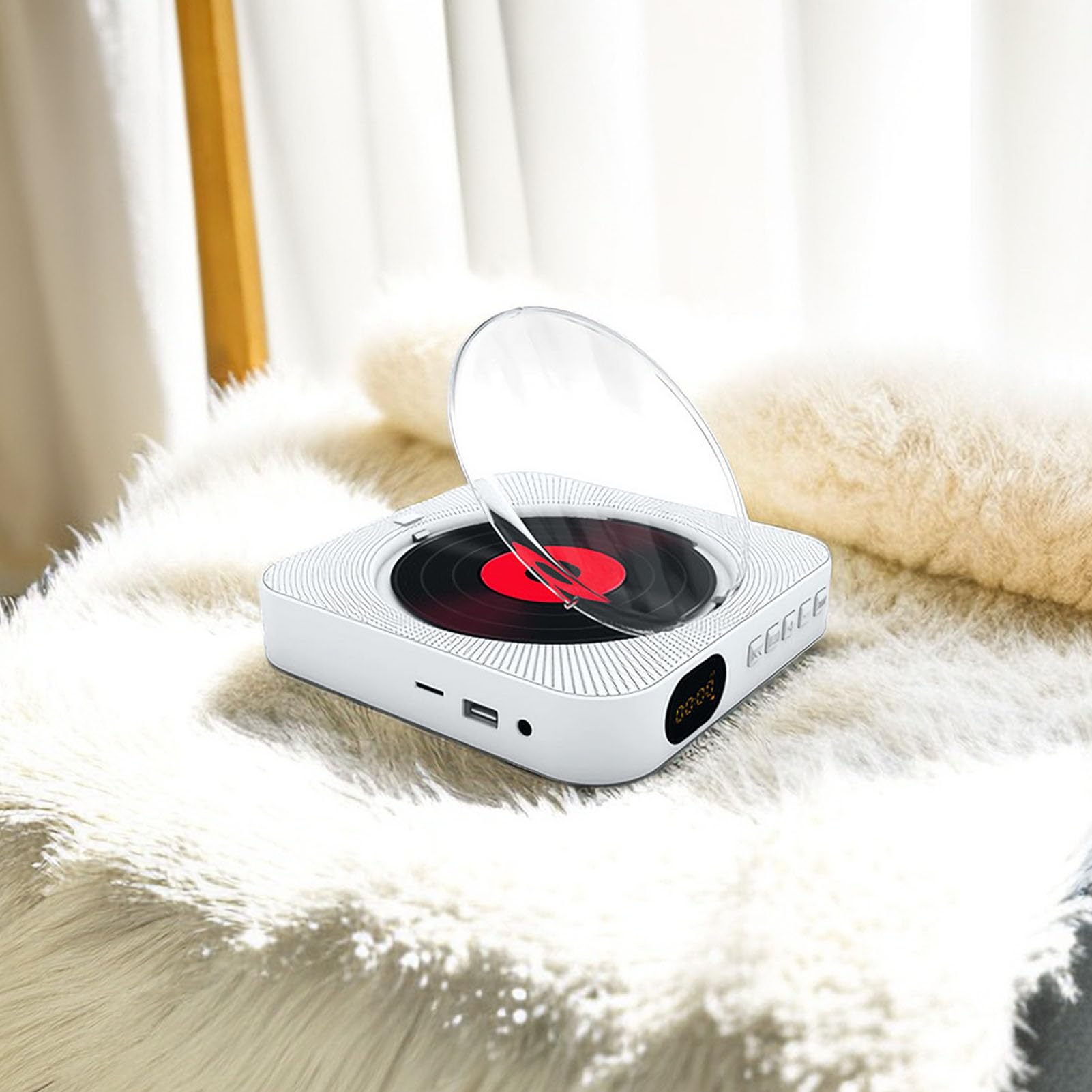 CHICIRIS Lettore CD Bluetooth con Montaggio a Parete con Altoparlanti e Telecomando, Ideale per Studenti e Famiglie (WHITE)