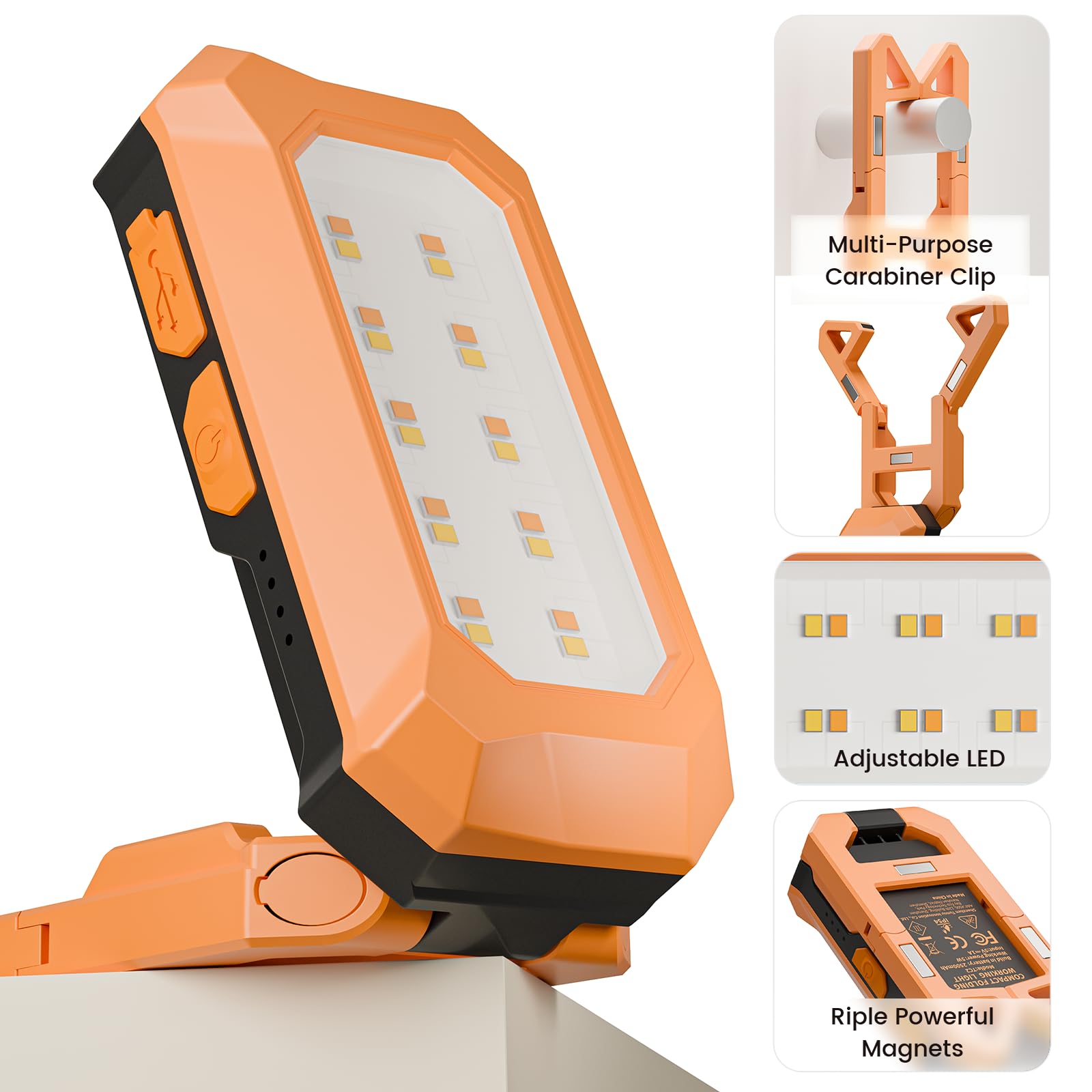 Rechargeable LED Work Light Cordless, 3000K-6500K CCT 500 Lumen, 40Hour Max - Image 2