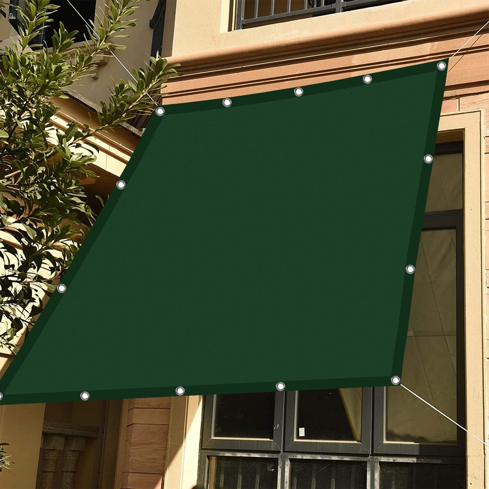 Voile d'ombrage occultant contre la chaleur et le vent 3.5x3.5 m filet solide