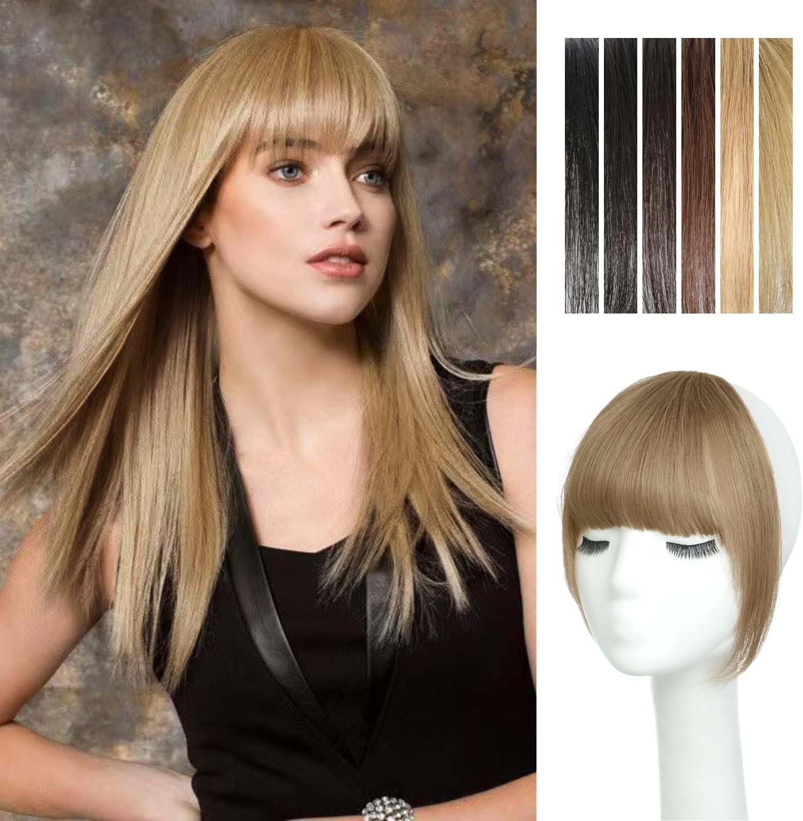 Nice One French Bangs with Temple Clip-on Hairpieces for Women (Ash Blonde)