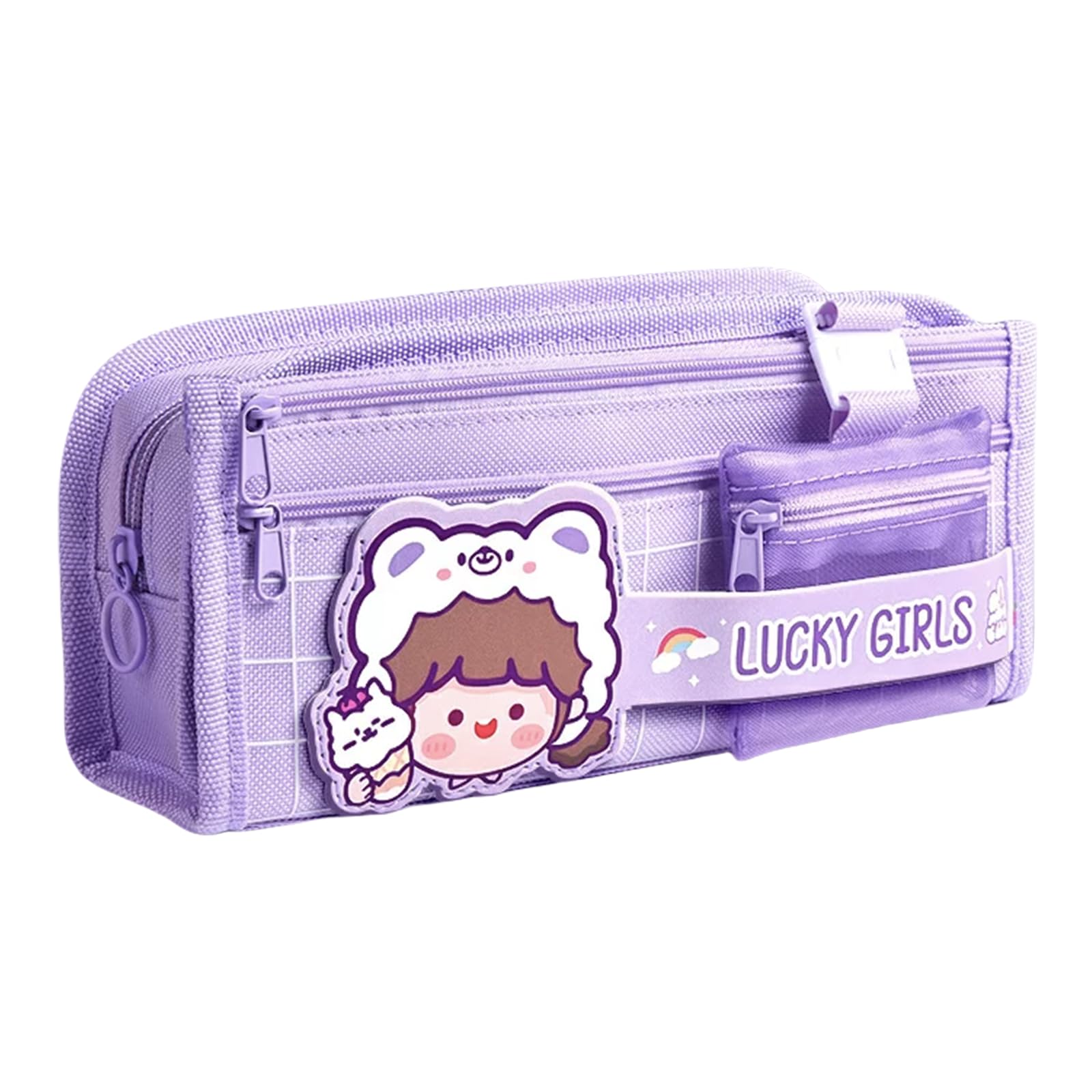 KCatsy Pencil Case Bear Girl Purple, b-bear girl purple, 22x10x7cm, School backpack