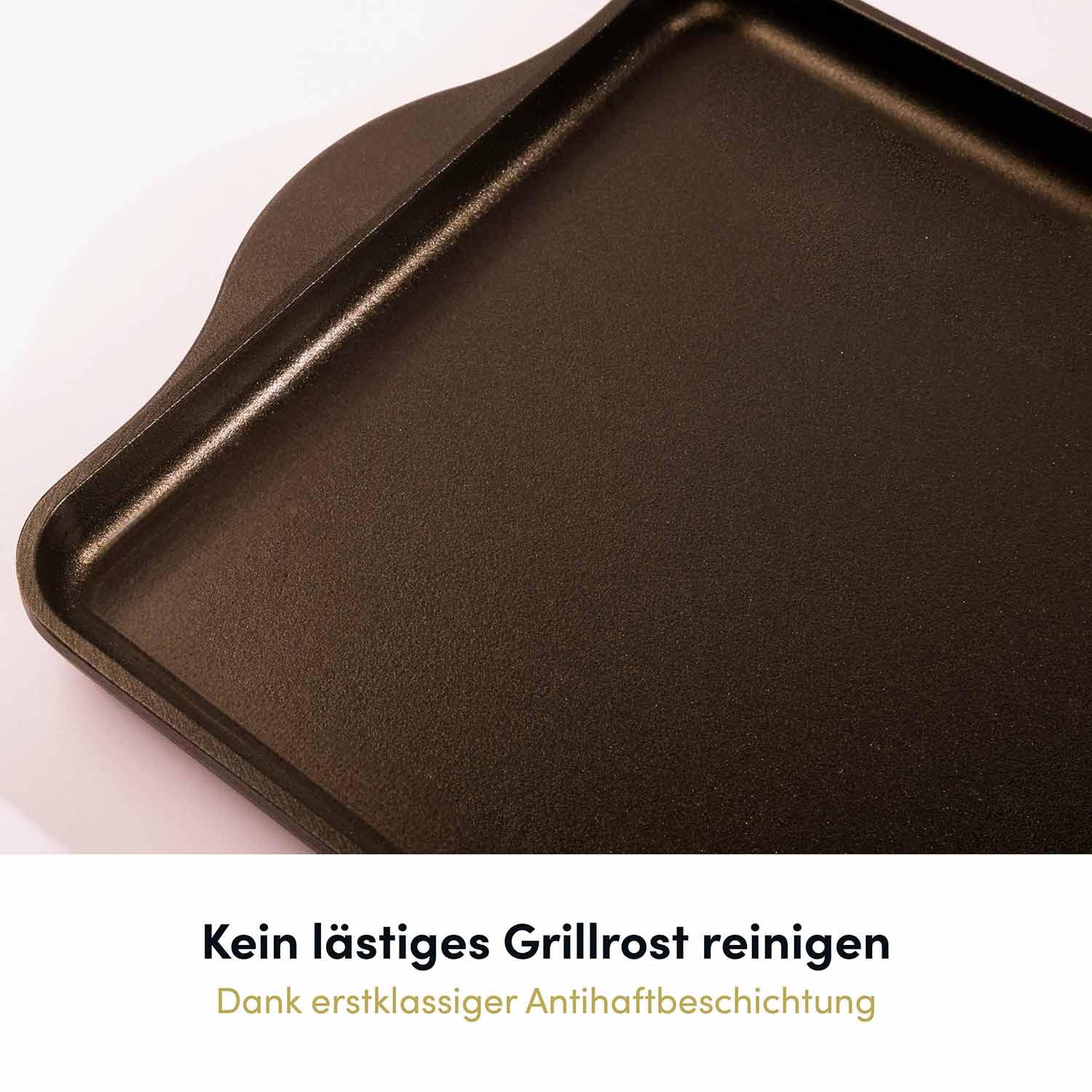 Hoffmann Teppanyaki Aluguss Grillplatte 49x29 cm I Beschichtete induktionsfähige Plancha I Grill Gasgrill Herd I Aufsatz für Herd I antihaft Beschichtung