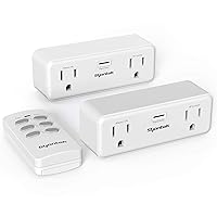 Vista 9 de Interruptor de toma de corriente con control remoto con 2 tomas de control independientes, juego de interruptor de luz remoto inalámbrico, enchufe