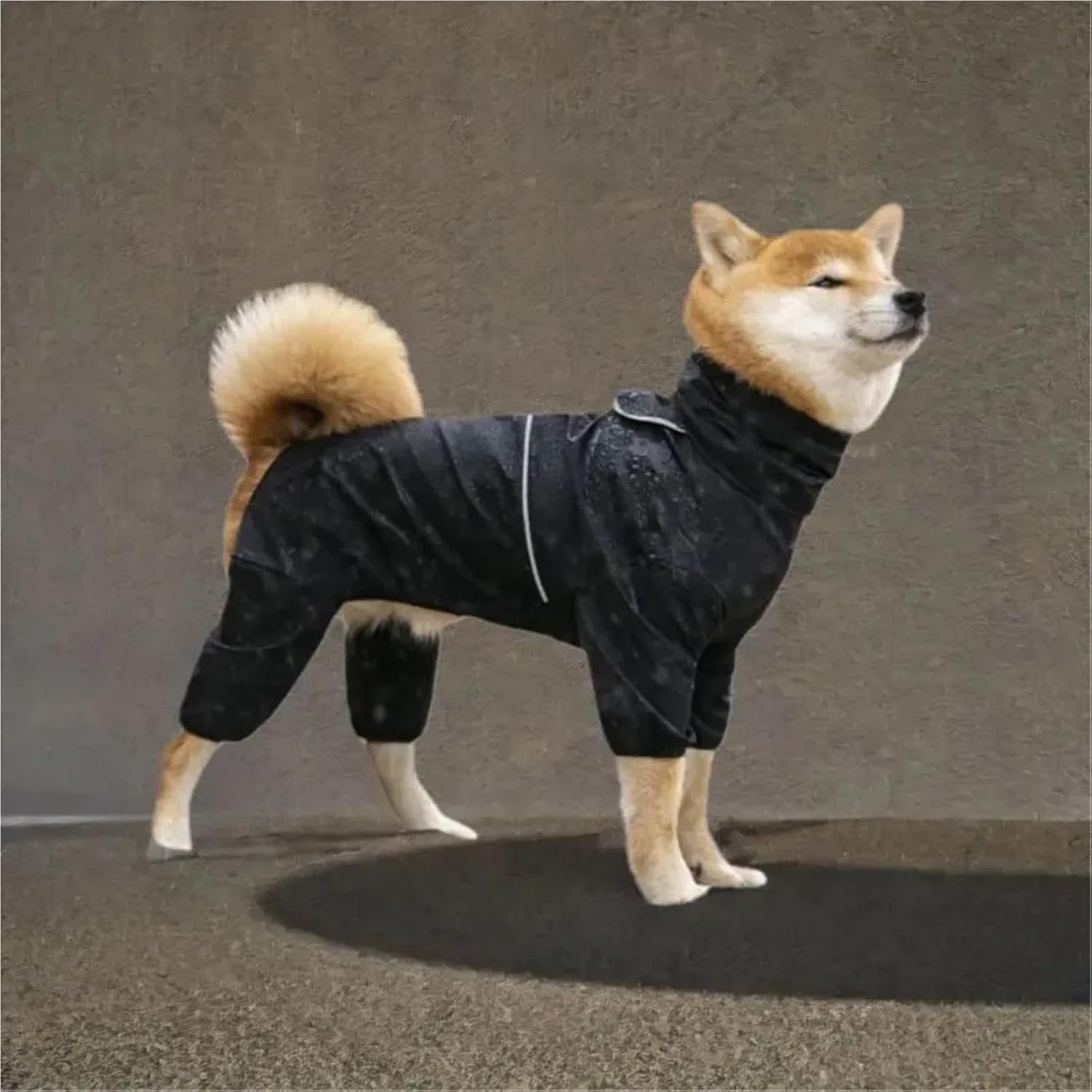 Dog Rain Overalls Reflective Dog Raincoat Waterproof Adjustable Pet Raincoat Breathable Waterproof Dog Clothes Rainy Weather(Black,Size XXL)
