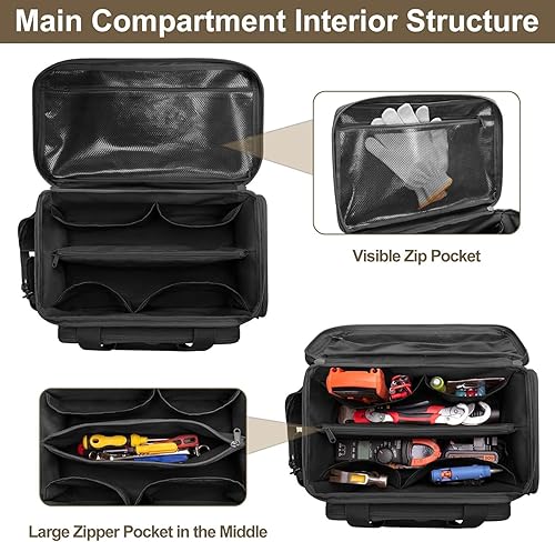 Miniatura 8 de Tool Bag Large Capacity Multi-functional Waterproof Tool Bag Organizer with Handle & Multi-Pockets for Electrician Mechanic
