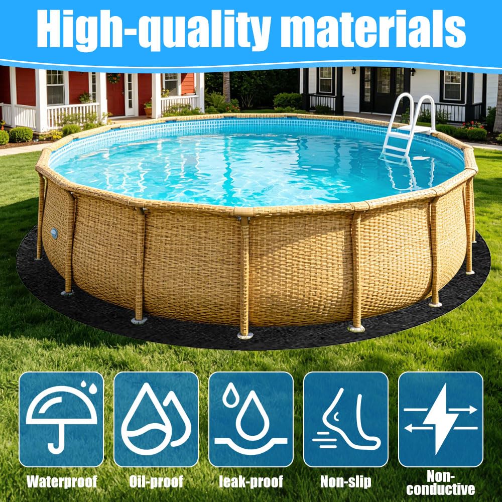 3M Tapis de Sol Piscine, Tapis sous Piscines Hors Sol Rond, Tapis De Revêtement De Sol De Piscine, Rembourrage sous Piscine, Antidérapant, Pliable, pour Baignoires et Piscines Hors Sol