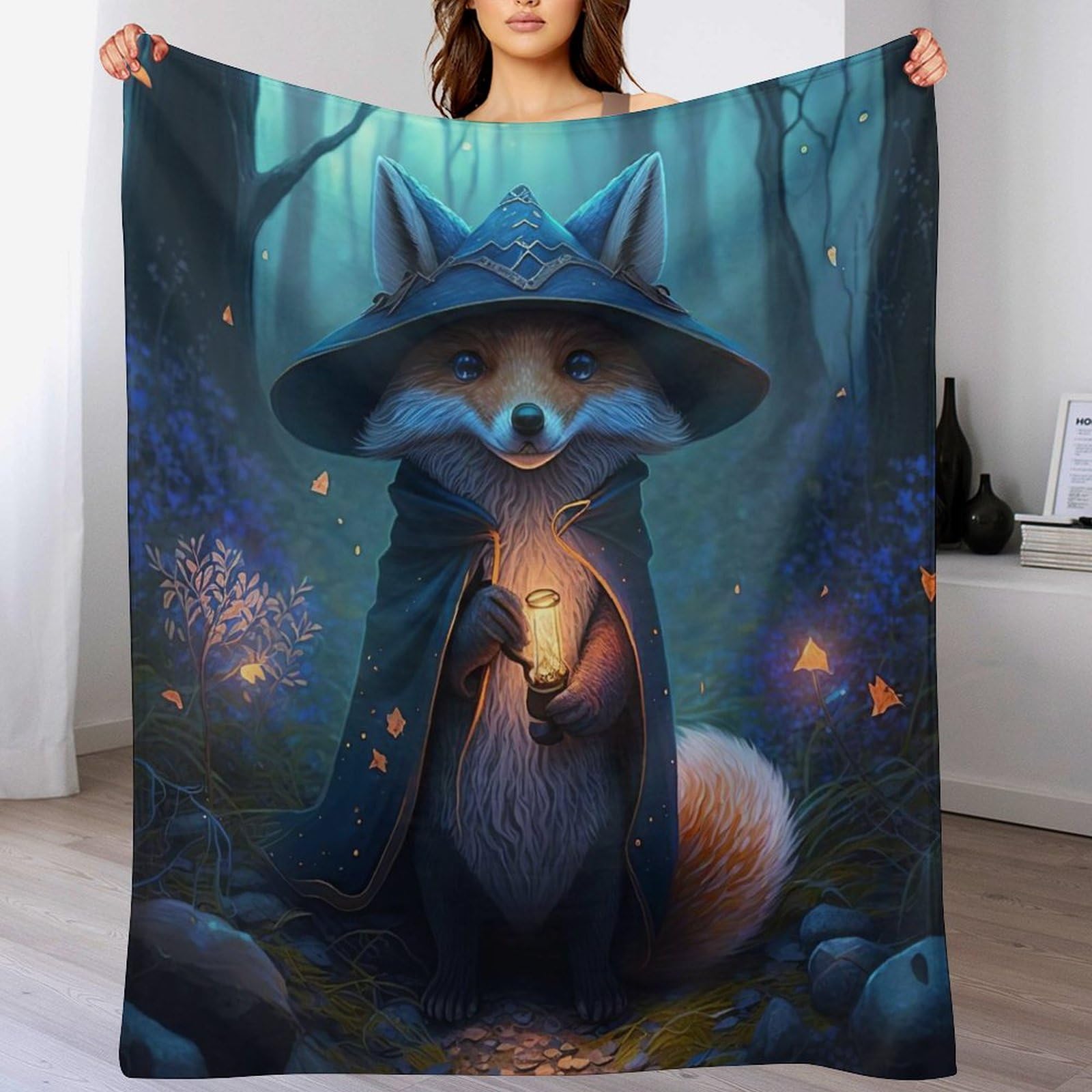 Couverture de canapé renard chaude et confortable contre le froid du salon