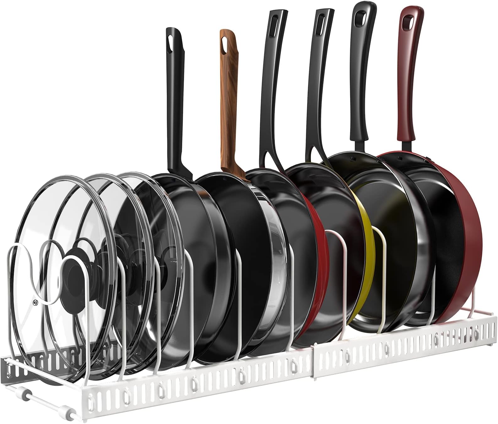 Organisateur Rangement Casseroles Et Couvercles - Extensible 7 Compartiments Réglables