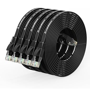 Cat 6 Ethernet Cable 10 ft 5 Pack at a Cat5e Price but Higher Bandwidth Flat Internet Network Cables - Cat6 Ethernet Patch Cable Short - Black Computer Cable with Snagless RJ45 Connectors