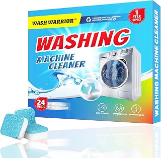 Wash Warrior Washing Machine Cleaner, Washer Machine Cleaner, Washing Machine Deep Cleaning Tablets, for All Machines Including He, Freshen Your Washing Machine. 24Tablets.