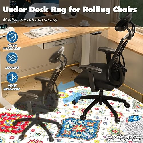Miniatura 4 de Tapete para silla de oficina para suelo de madera dura, antideslizante para debajo del escritorio, para silla rodante en suelos duros y alfombrados,