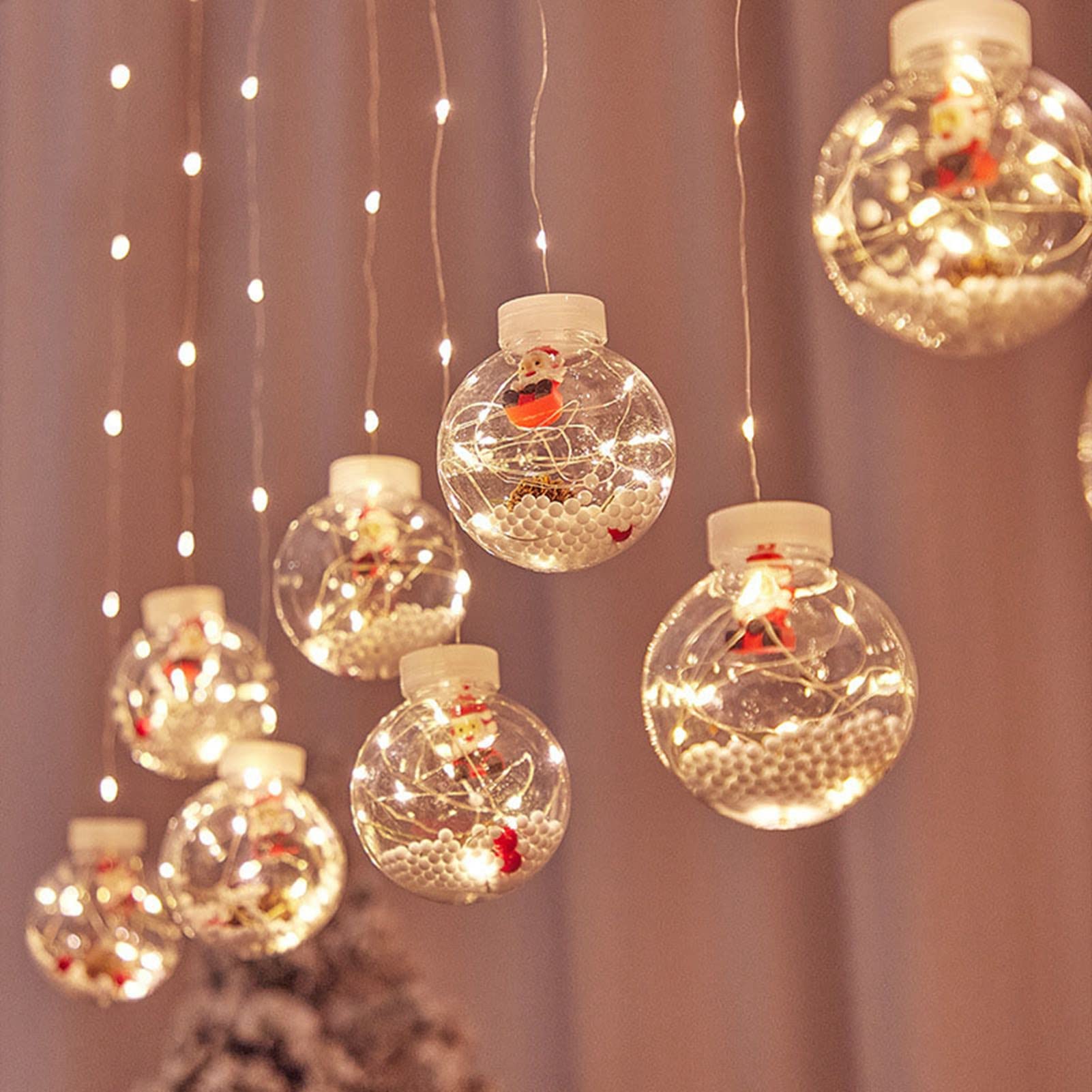 Luci a Forma di Globo Luci a Forma di Babbo Natale Lunghezza 3,3 M Alimentate a Batteria Luci Natalizie in PVC per Giardino di Matrimoni per Feste in Casa