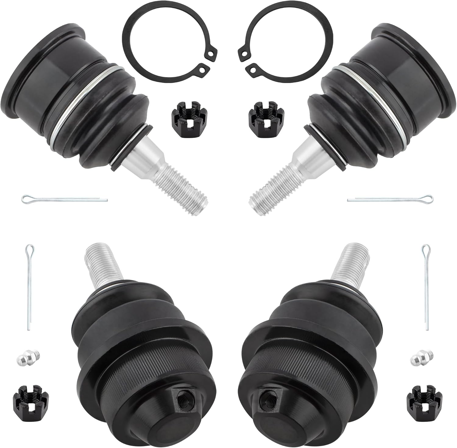 BOXI 4pcs Front Upper and Lower Ball Joints for Chevy Avalanche Silverado 2500 3500 HD 1999-2010 / for GMC Sierra Yukon XL 2500 3500 HD 1999-2010 / for Hummer H2 2003-2009 | K6693 K6696