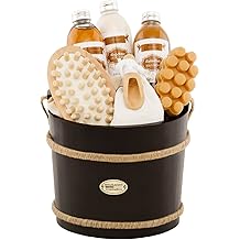 BRUBAKER Cosmetics Wooden Pail Spa Bath Gift Set Coconut 9 Pieces