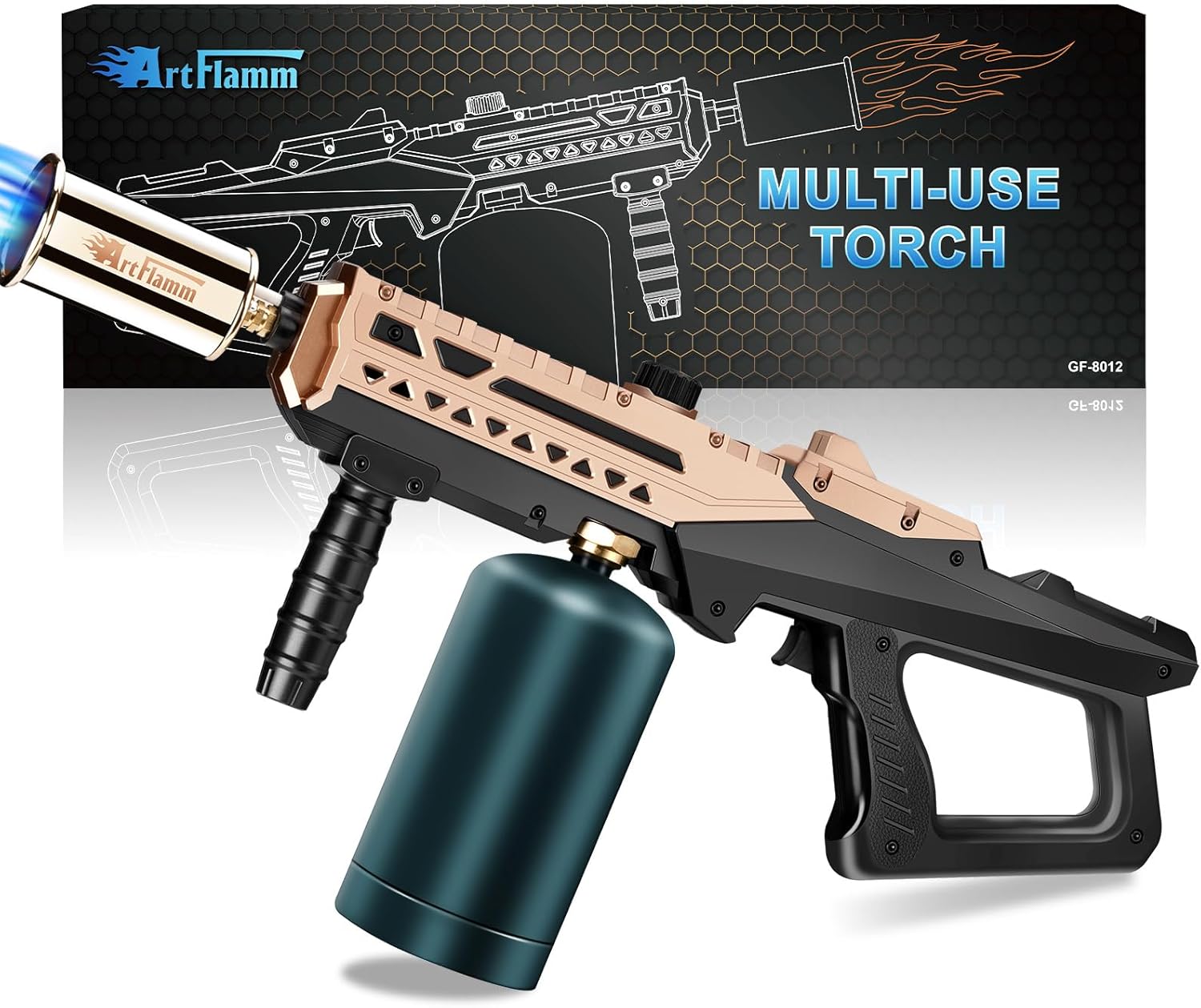 Flame Thrower Gun - Propane Cooking Torch Grill Lighter - Adjustable Flamethrower - Powerful Torch for BBQ, Campfire, Charcoal Wood, Weed (Tank Not Included)