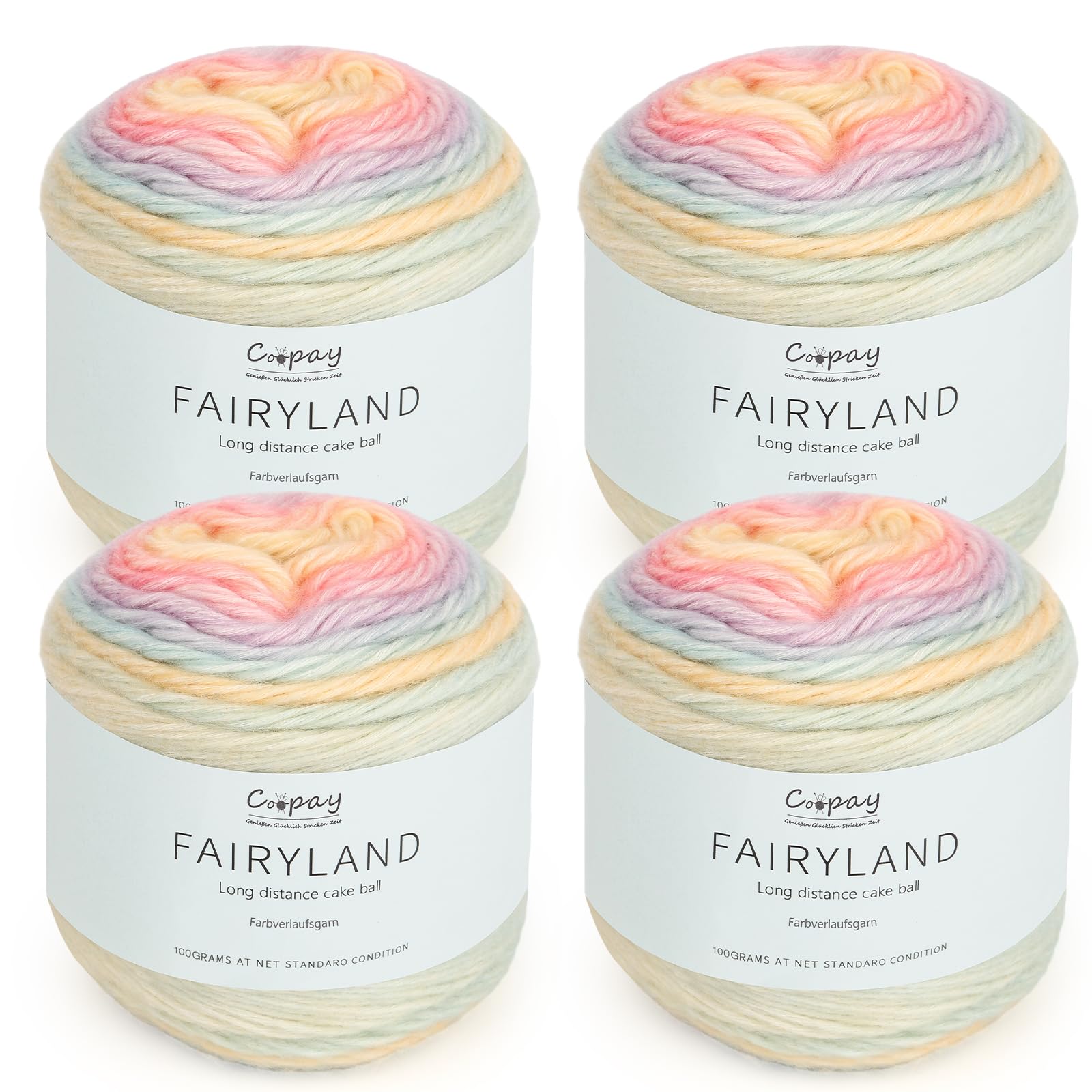 Coopay Farbverlaufsgarn, 400g (4x100g) Wolle zum Häkeln, Mehrfarbiges Gradient Häkelgarn, Schön Farbverlaufswolle Super Weich Häkelgarn, Wolle zum Stricken Elegante Pullover Hüte, Schal - Macarons