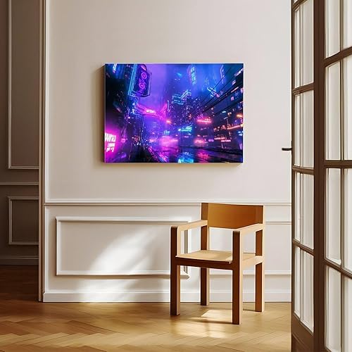 Miniatura 8 de ZMLIS Cyberpunk Urban Subculture Wall Art  Futuristic Neon City Poster  Edgy Retro-Futuristic Home Decor Canvas Poster Bedroom Decor Sports