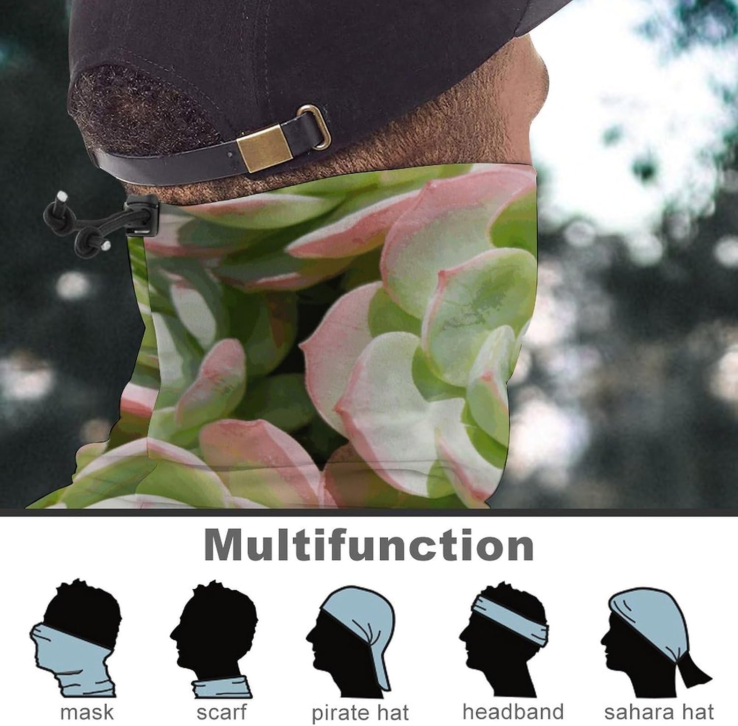 Watercolor Succulent Plants Neck Gaiter Face Mask for Men And Women Breathable Dustproof Face Cover Scarf for Outdoor Sports Sun Protection Bandana for Fishing Hiking