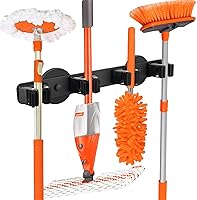Vista 1 de Soporte magnético para escobas, fuerte soporte magnético para trapeador, 4 estantes para herramientas de limpieza, ganchos magnéticos