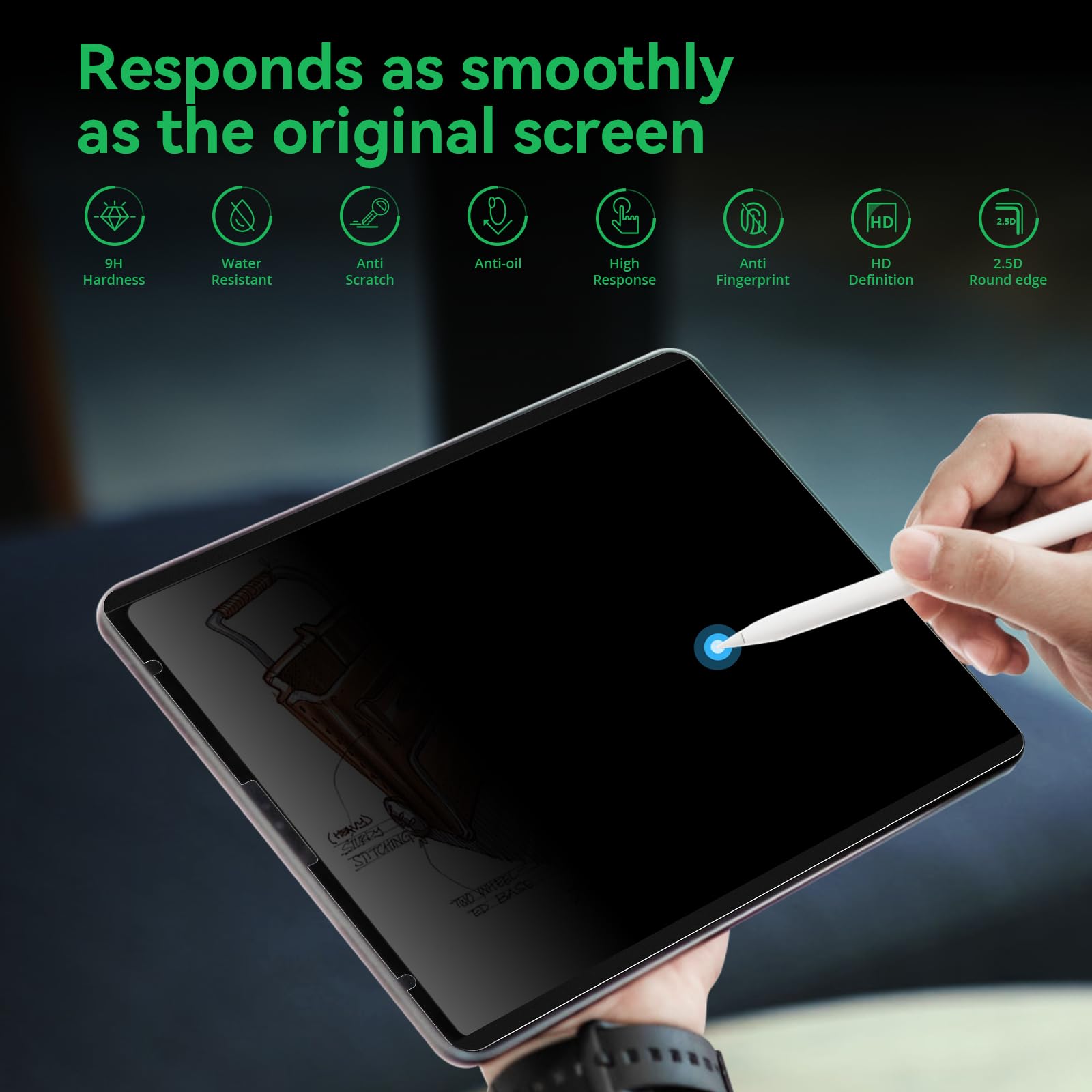IPROKKO Magnetic Privacy Screen Protector Compatible With Ipad Pro 12 9 Inch 6th 5th 4th 3rd Generation 2022 2021 2020 2018 Removable Anti Blue