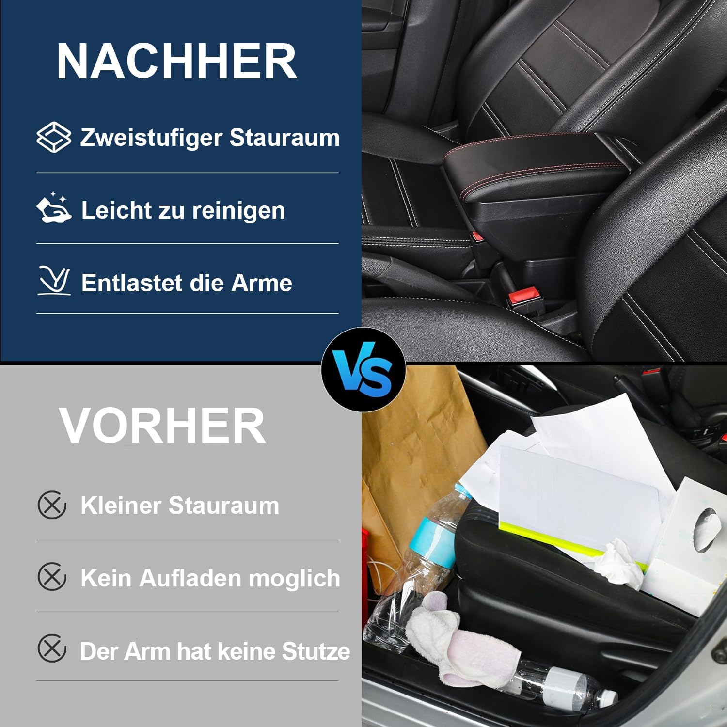Doppelschicht Armlehne Box Für Mitsubishi Mirage Attraction Space Star 2014-2023 Mittelkonsole Aufbewahrungsbox mit Cup Halter Armlehne Zubehör Schwarz