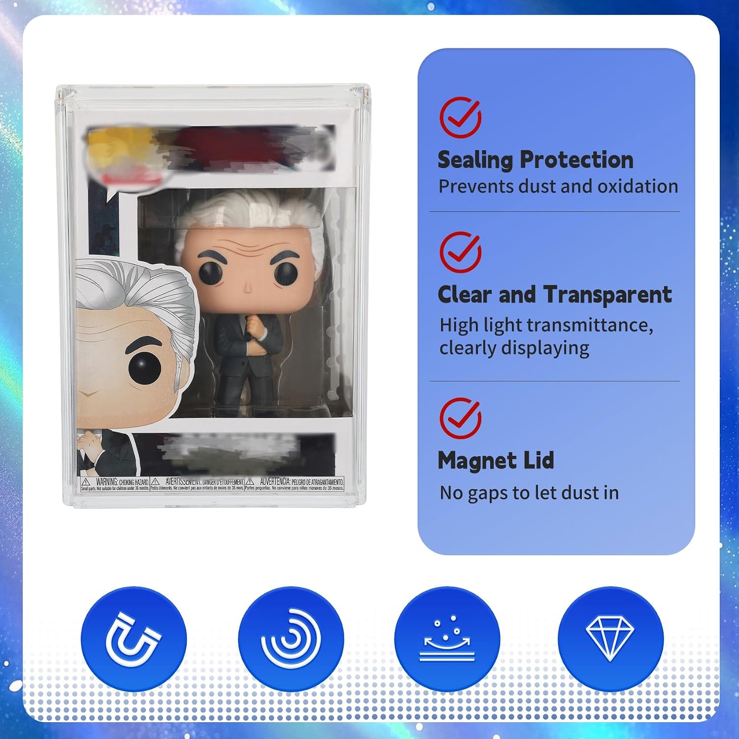 12-Pack Premium Plastic Compatible with Fun-ko Pop Protector for 4" Vinyl Figures - Crystal Clear Display Case with Magnetic Lid, UV Protection, Stackable Design, Dustproof & Shatter-Resistant