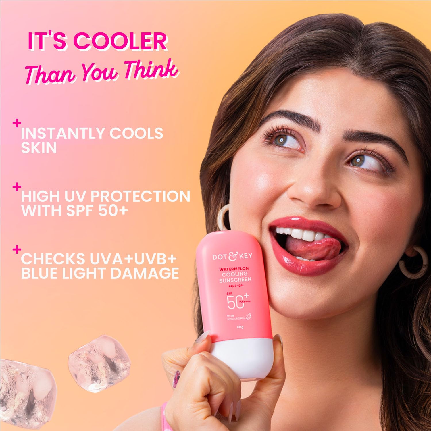 Dot & Key Watermelon Sunscreen SPF 50 PA++++ with Hyaluronic Acid, Broad Spectrum, 1.76 oz (50 g)