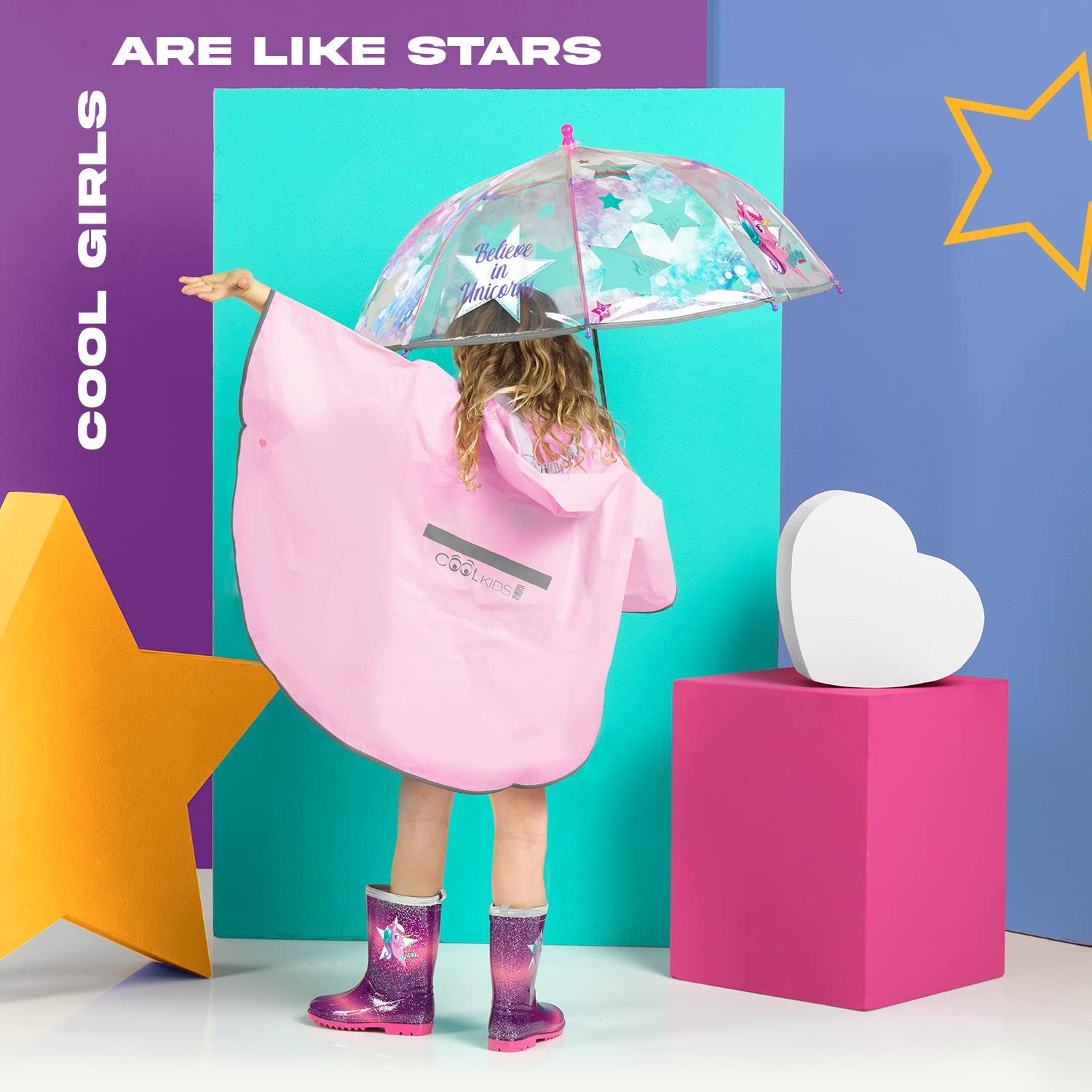 PERLETTI Botas de Agua Niñas con Unicornio - Calzado de Lluvia Niña Morado y Rosa - Botas Impermeables Infantes con Detalles Reflectantes Suela Antideslizante - Material PVC 5 Tallas