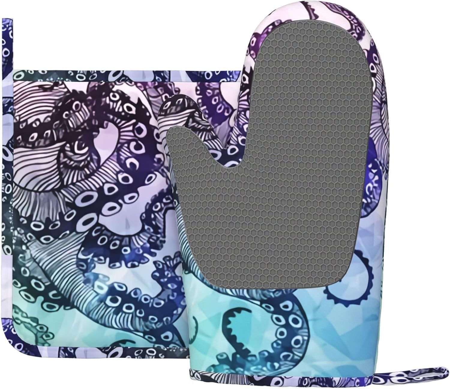 Guantes De Horno Y Agarraderas MILcea – 2 Guantes + 2 Agarraderas, Resistentes Al Calor