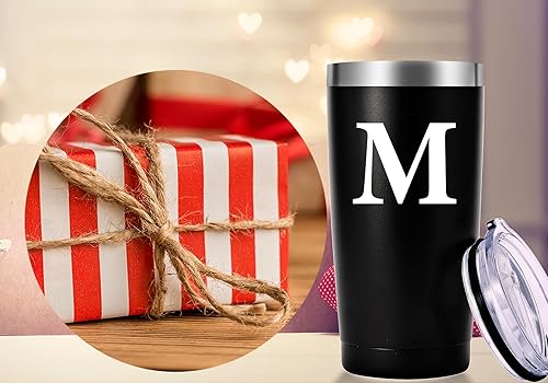 Miniatura 7 de Vaso con inicial personalizado, con monograma, M con inicial, regalos únicos para hombres y mujeres, regalos novedosos para cumpleaños, Navidad,