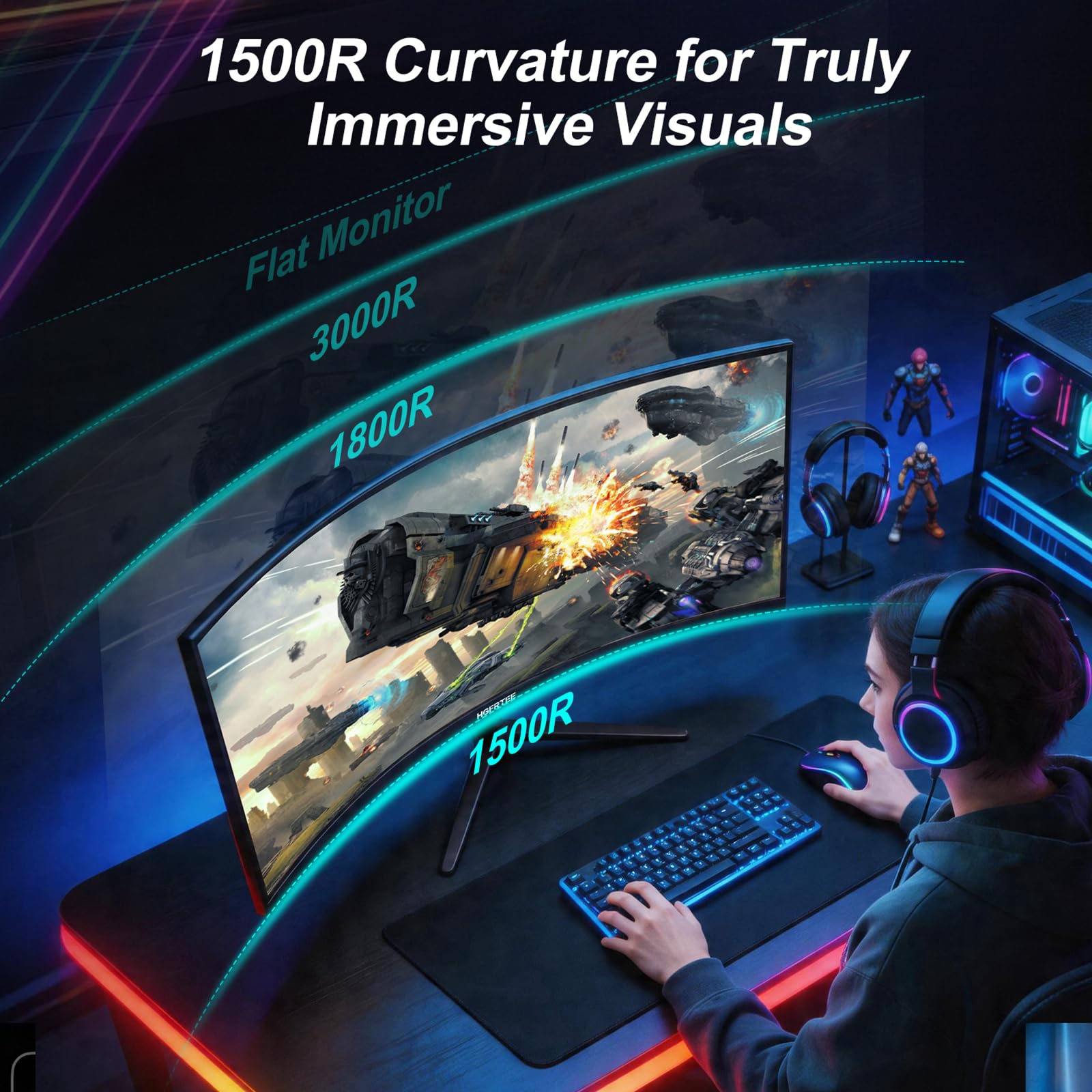 34 Zoll Curved Monitor UWQHD (3440x1440) | Panel, 165HZ, 1500R Krümmung | Ultrawide Desktop Display