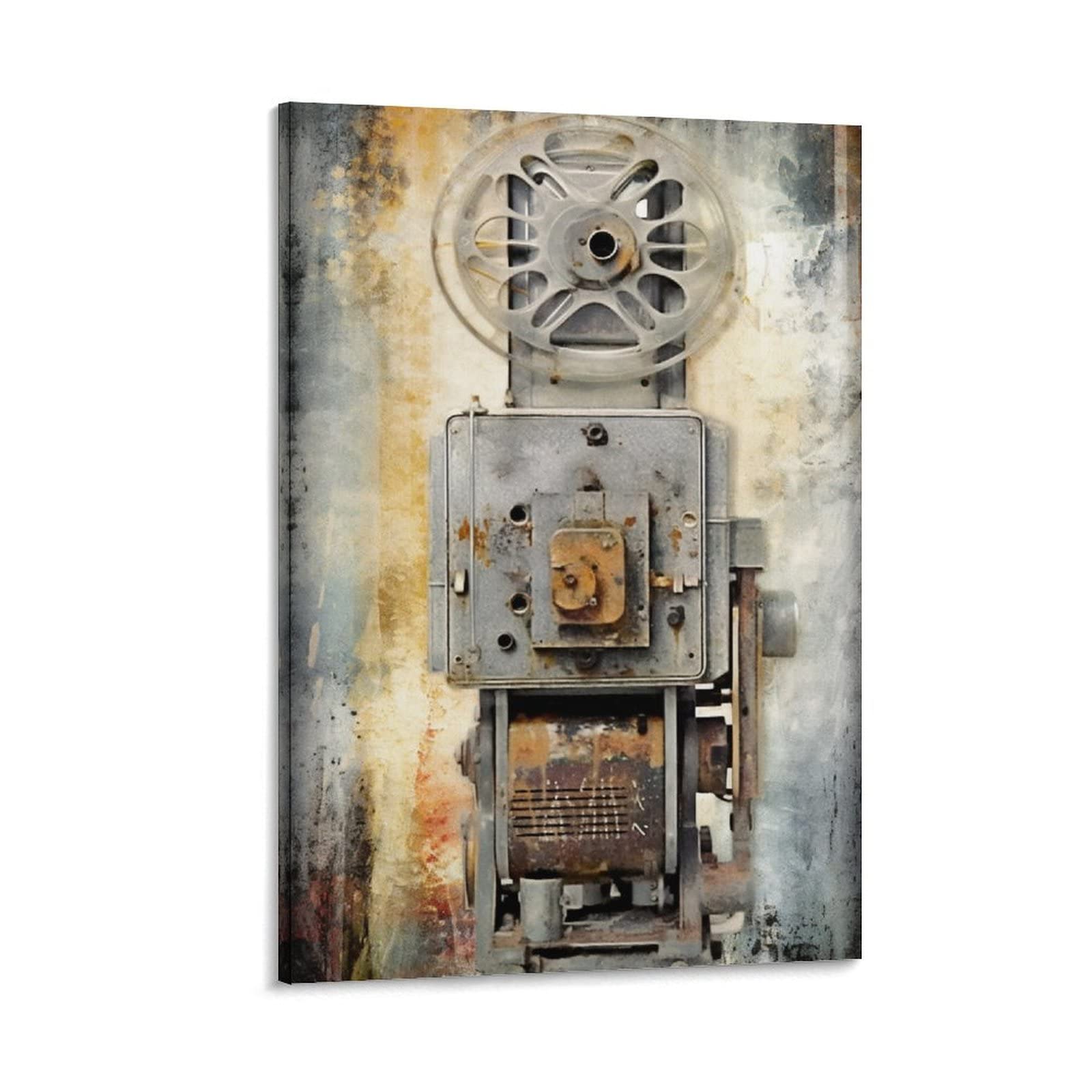 KONIEE Abstrakter Filmprojektor Ölgemälde Poster Vintage Film Clapper Film Thema Wandkunst Drucke Gemälde für Haus Zimmer Dekoration Geschenk