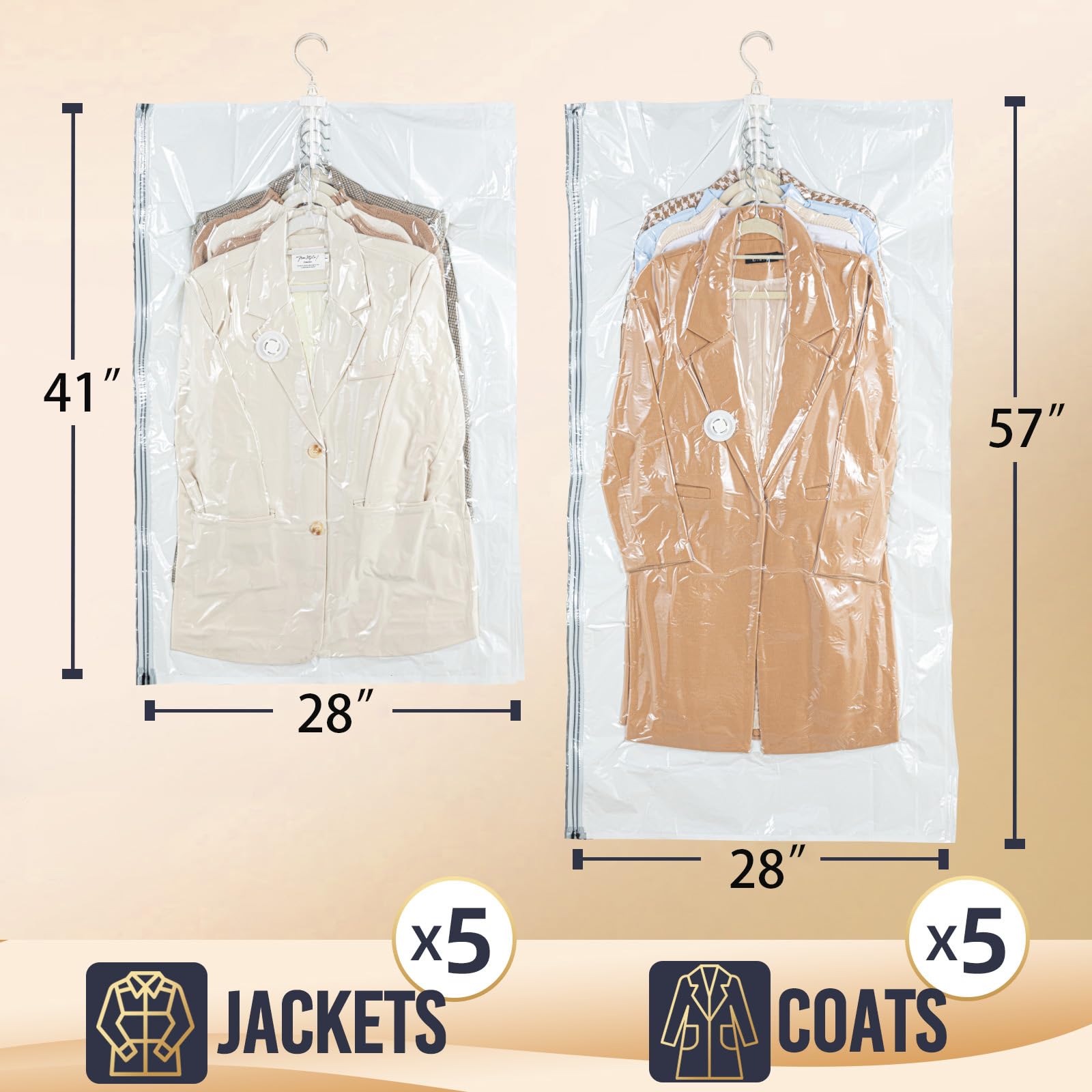 DUORAN Hanging Vacuum Storage Bags with Electric Pump – 4-Pack Space-Saving Weatherproof Compression Bags for Suits, Overcoats, Jackets, Travel Wear, Winter Coats, Down Jackets & Outerwear