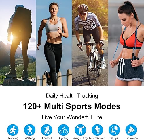 Miniatura 5 de CHOKOVIE Reloj inteligente para hombres y mujeres pantalla táctil completa de 18 pulgadas esfera de llamadareceptor reloj de fitness frecuencia