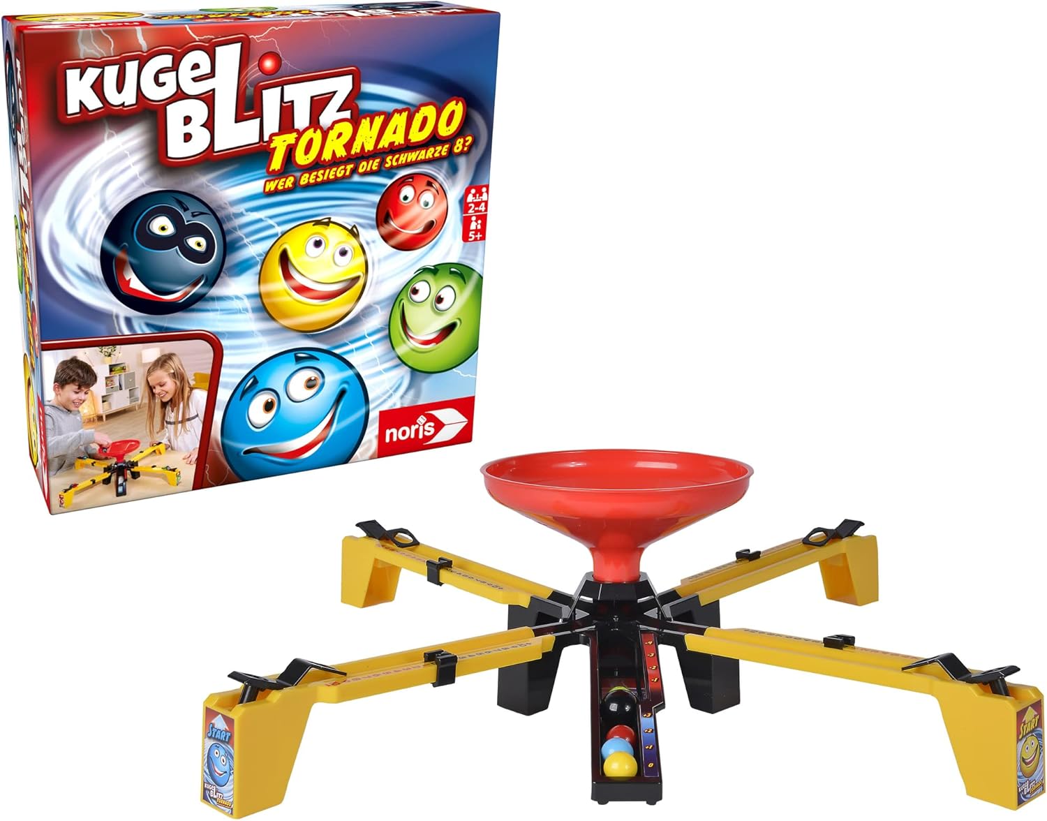 noris Tornado 606064680 Ball Flash Children's Game from 5 Years - Action-Packed Reaction Game for the Whole Family - for 2-4 Players, Black