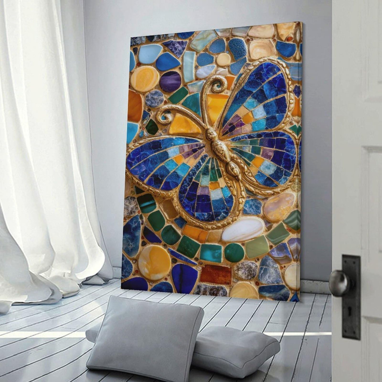 Junmoney Wall Decor Canvas Print Mosaic Butterfly Art, 20x30inch(50x75cm), for Study, Office Or Apartment Decor, Canvas Artwork with Gifting Potential