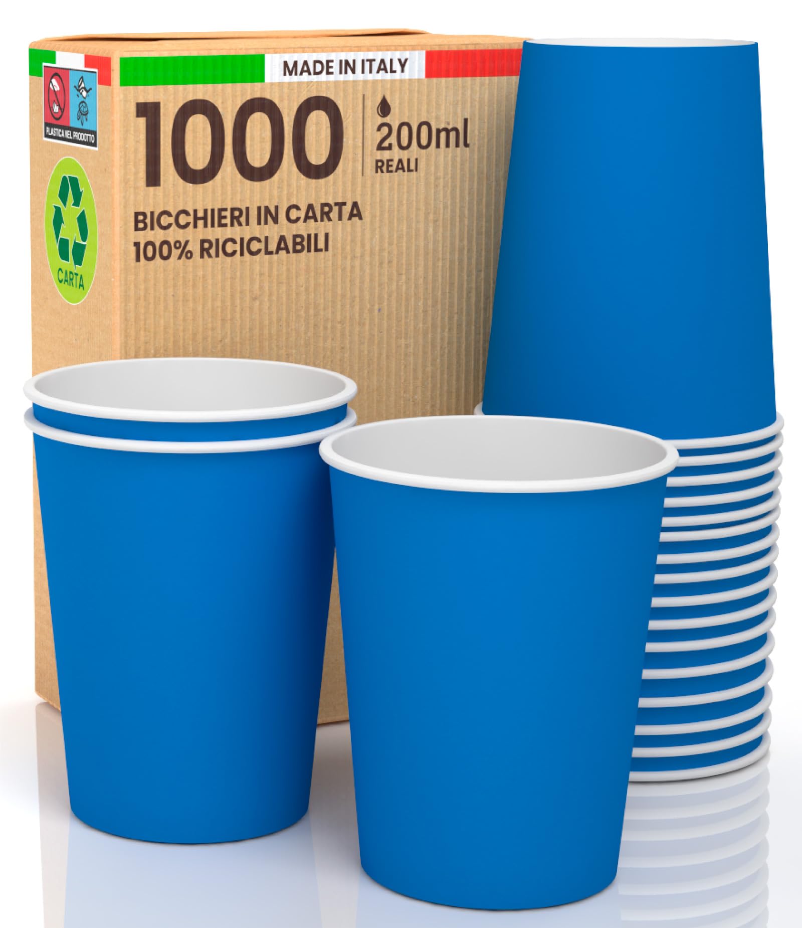 BenBow Bicchieri Monouso in Canna da Zucchero Bianchi, 250 ml x 250 con