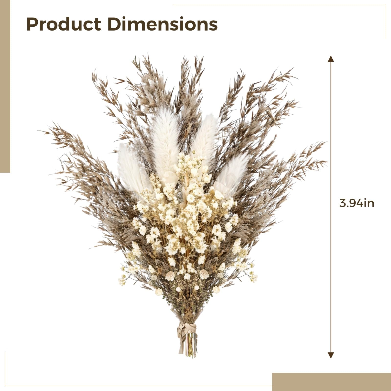 6 STK. Mini Trockenblumensträuße, natürliche Pampasgras-Boutonnieres, 10 cm Boho Anstecker für Hochzeit, rustikale Trockenblumen Deko für Feier, Zuhause und DIY Projekte